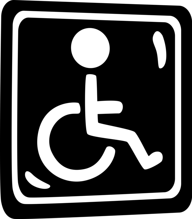 Vector Illustration of Handicap Sign with Handicapped or Disabled Wheelchair used by Injured or Disabled People