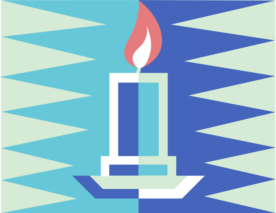 Vector Illustration of Burning Candle with Flame Light