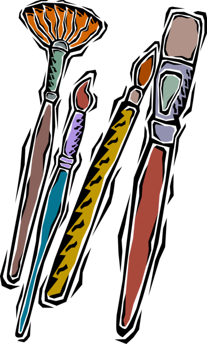 Vector Illustration of Visual Arts Artist's Paintbrushes