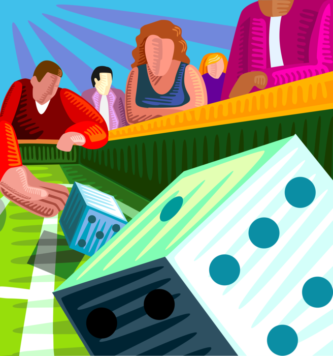 Vector Illustration of Casino Gambling Games of Chance Craps Table Dice Roll