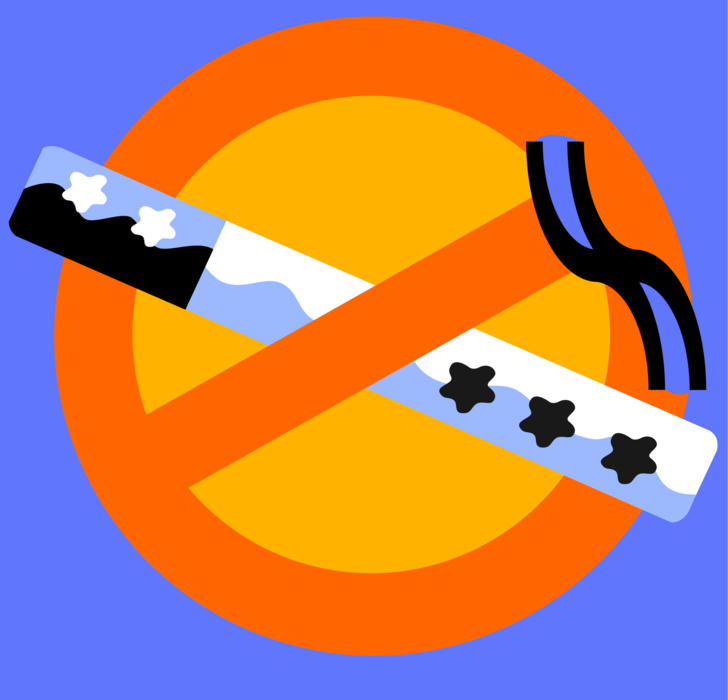 Vector Illustration of No Smoking or Smoking Cessation Sign with Tobacco Cigarette