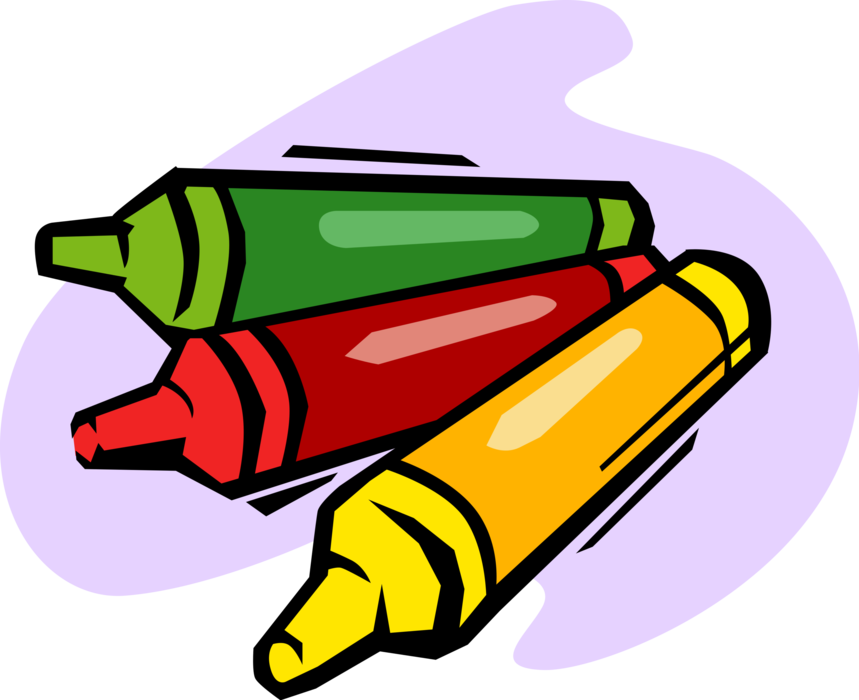 Vector Illustration of Child's Colored Wax Crayons for Drawing and Coloring
