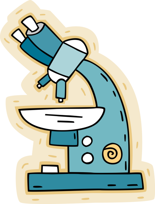 Vector Illustration of Microscope Instrument Sees Objects Too Small for Naked Eye