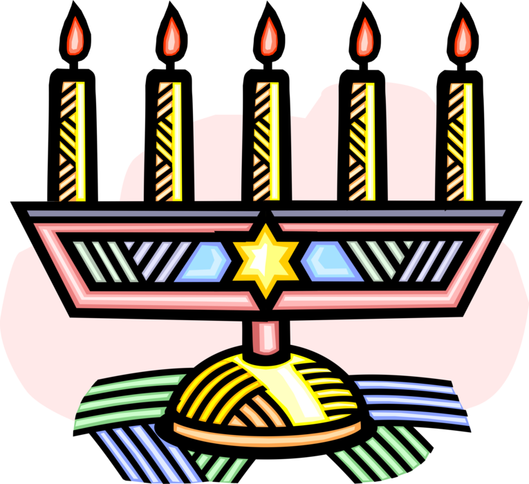 Vector Illustration of Jewish Chanukah Hanukkah Menorah Lampstand Candles Candelabrum 