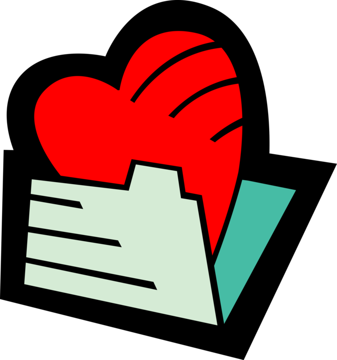 Vector Illustration of File Folder with Romantic Love Heart