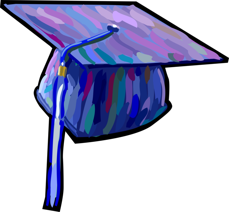 Vector Illustration of Graduate Student's Graduation Mortarboard Cap or Hat