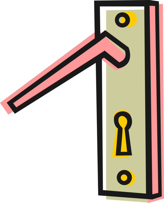 Vector Illustration of Door Knob or Door Handle Manually Opens or Closes Door