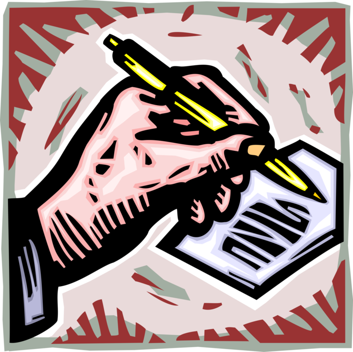 Vector Illustration of Hand Writes on Paper with Pen