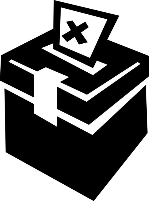 Vector Illustration of Voters Place Votes in Political Ballot Box for Democratic Election Candidate