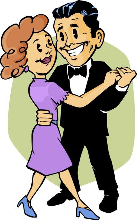 Vector Illustration of Romantic Dancing Couple in Ballroom Dance Competition