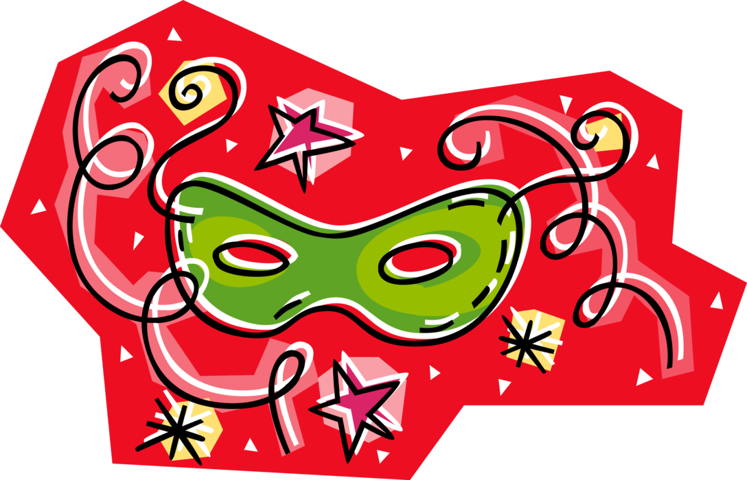 Vector Illustration of New Orleans Mardi Gras, Shrove Tuesday, or Fat Tuesday Masquerade Mask for Ball