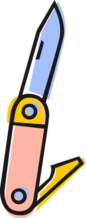 Vector Illustration of Jackknife Foldable Pocketknife Knife with Blade