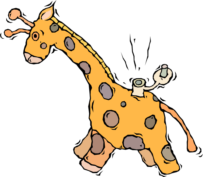 Vector Illustration of Inflatable Giraffe Deflates