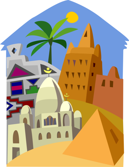 Vector Illustration of North African Islamic Architecture in Morocco