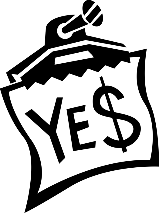 Vector Illustration of Yes Sign Cash Money Dollar Bank Bag