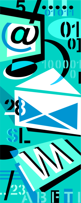 Vector Illustration of Electronic Mail vs Traditional Post Office Snail Mail with Letters and Envelopes