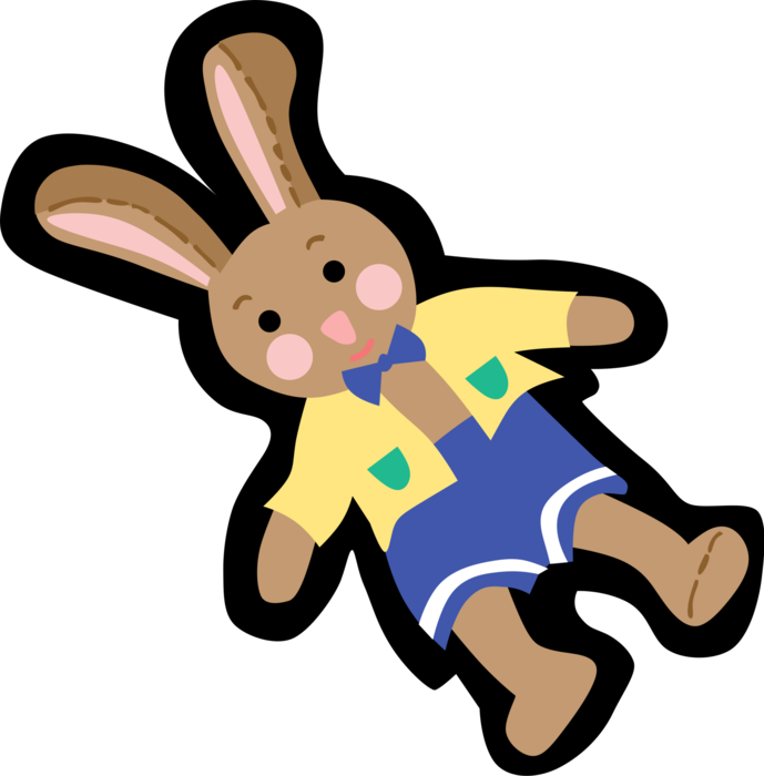 Vector Illustration of Bunny Small Mammal Rabbit Stuffed Animal Toy