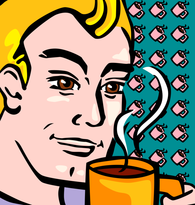 Vector Illustration of First Cup of Coffee in the Morning