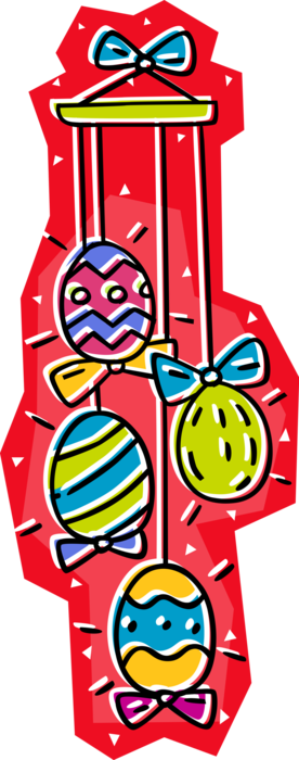 Vector Illustration of Colored Easter Egg Hanging Decoration