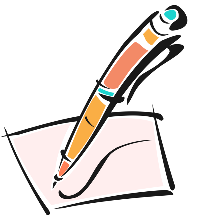 Pen Writes on Paper - Vector Image
