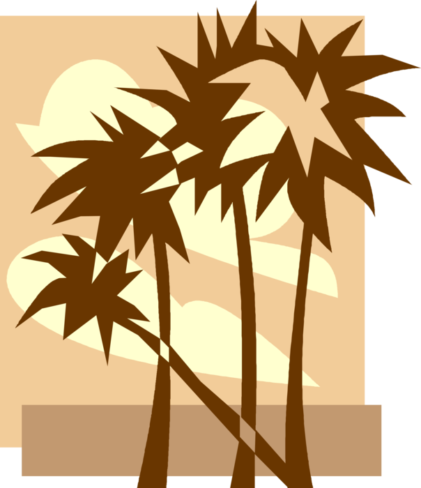 Vector Illustration of Arecaceae Palm Tree Botanical Flowering Plant in Tropical and Subtropical Climates