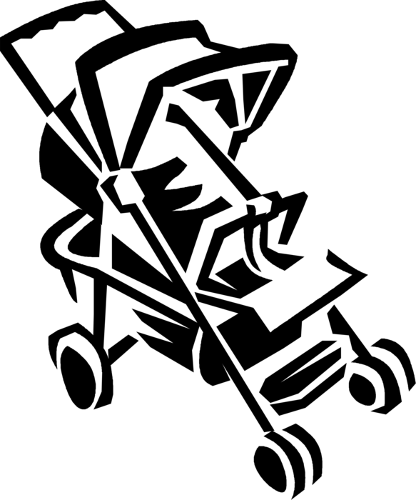 Vector Illustration of Newborn Infant Toddler Child Stroller Pram Transports Children