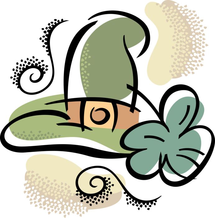 Vector Illustration of St Patrick's Day Irish Leprechaun Hat with Shamrock