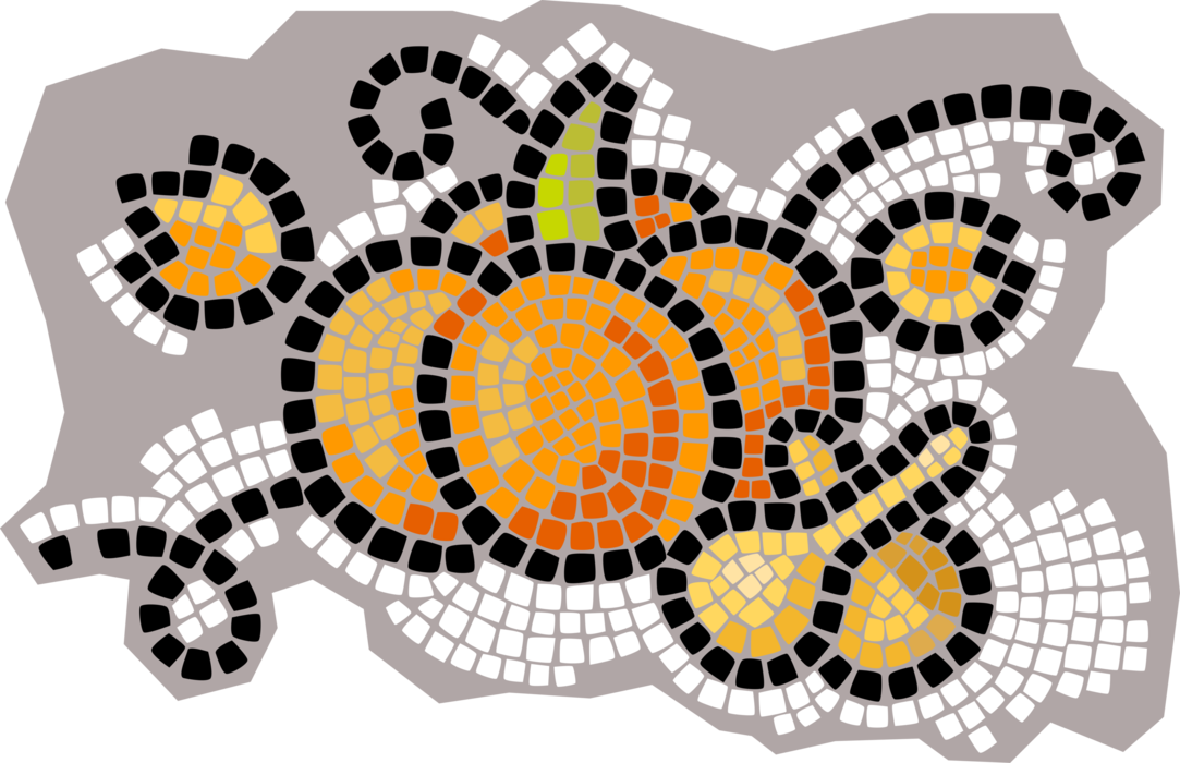 Vector Illustration of Decorative Mosaic Halloween Pumpkin Squash