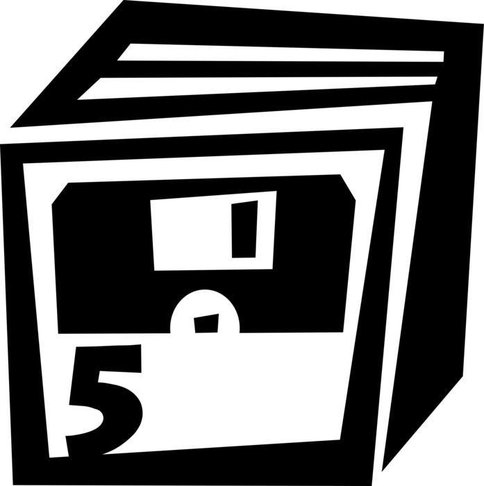 Vector Illustration of Diskette Floppy Disks Digital Data Storage Media in Package
