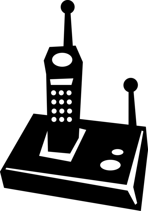 Vector Illustration of Cordless Telephone or Phone Communications Device Enables Direct Conversation