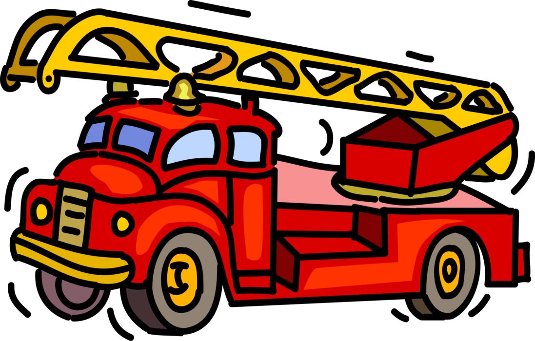 Vector Illustration of Firetruck or Fire Engine Ladder Truck for Firefighting