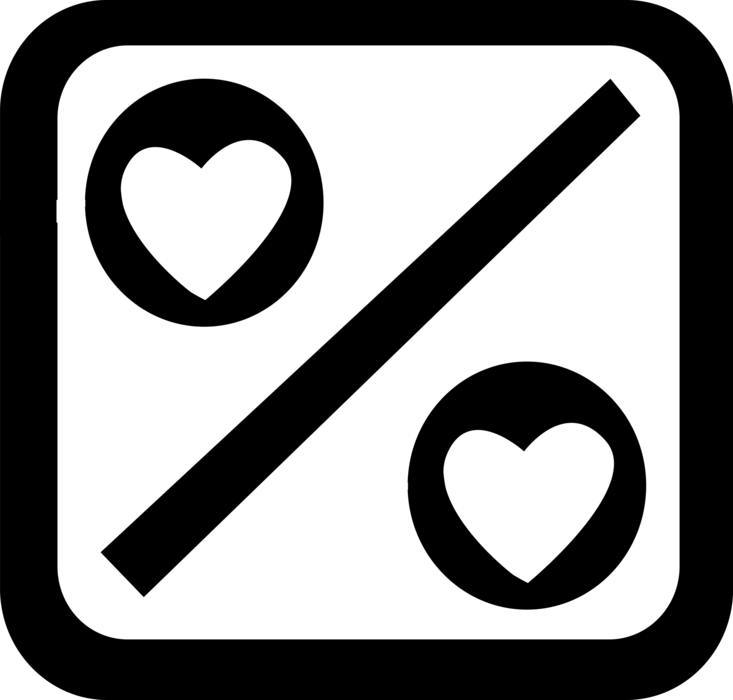 Vector Illustration of Percentage Sign Symbol with Romantic Love Hearts