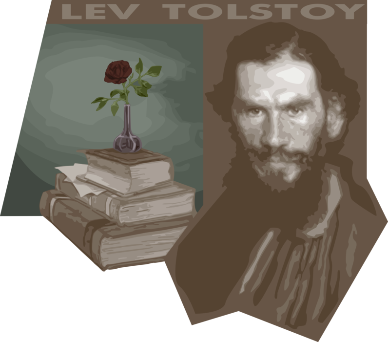 Vector Illustration of Leo Tolstoy, Russian Author, Writer, Novelist, Philosopher