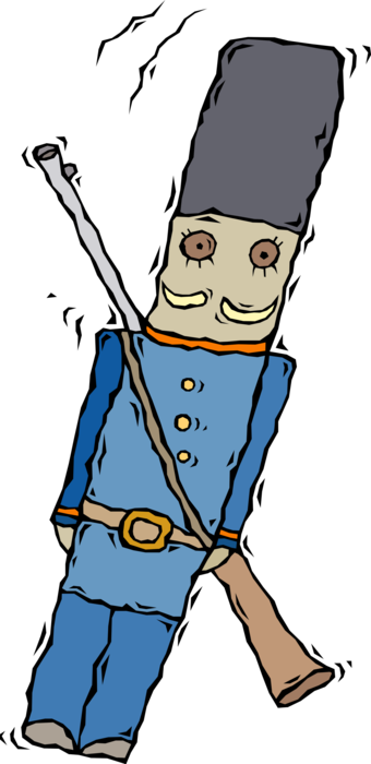 Vector Illustration of Child's Toy Soldier with Rifle Gun Weapon