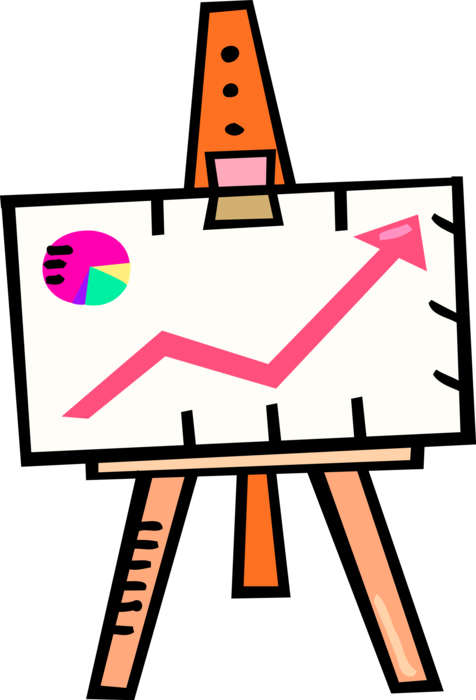 Vector Illustration of Presentation Chart Indicates Success and Growth