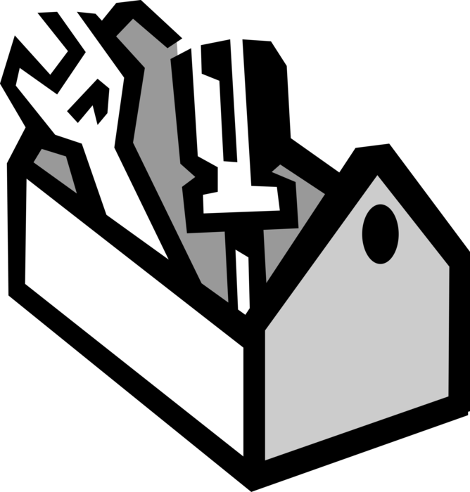 Vector Illustration of Workman's Toolbox with Screwdriver and Wrench Tools