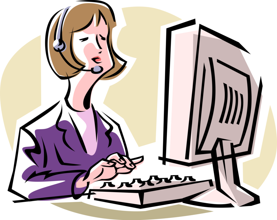 Vector Illustration of Telemarketing Direct Marketing Salesperson Solicits Customers to Buy Products or Services
