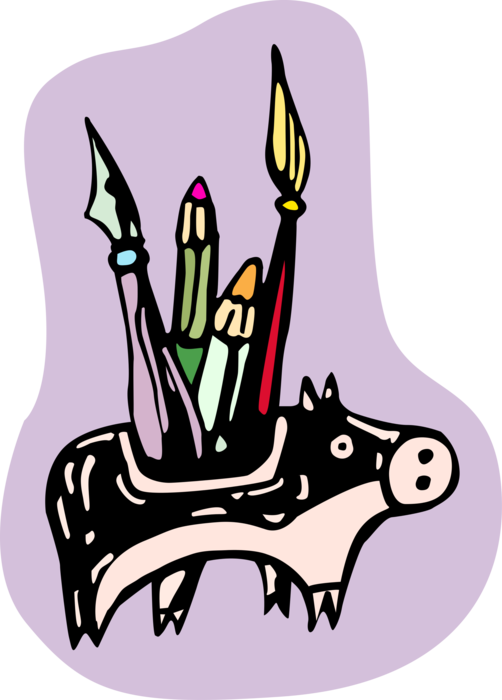 Vector Illustration of Paintbrush and Pencil Holder