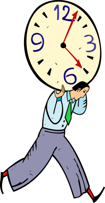 Vector Illustration of Heavy Burden of Effective Time Management