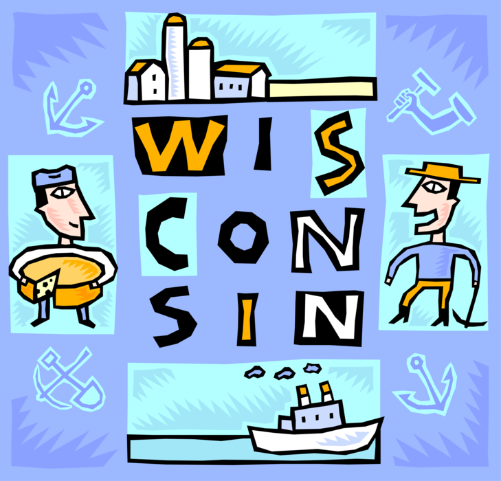 Vector Illustration of State of Wisconsin Has More Licensed Cheesemakers than Any Other State
