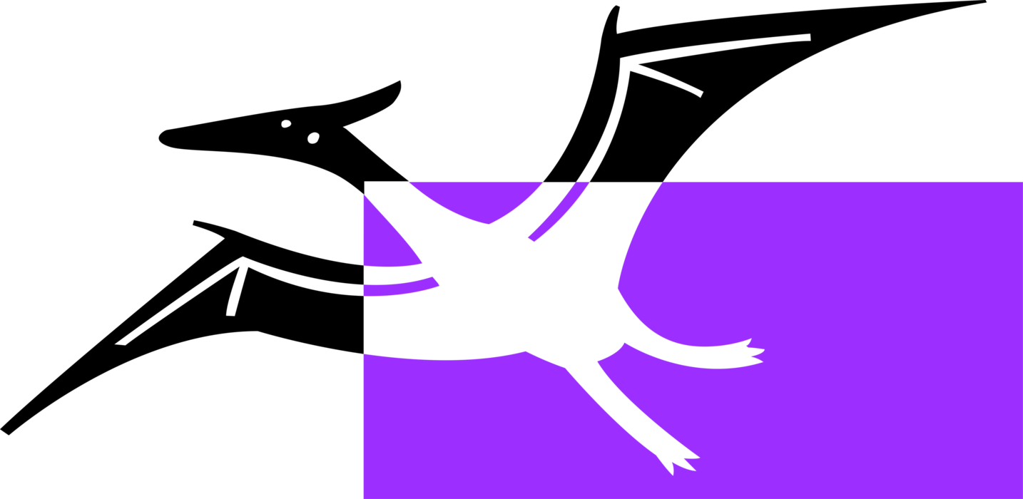 Vector Illustration of Prehistoric Flying Pterodactyl Dinosaur from Jurassic and Cretaceous Periods