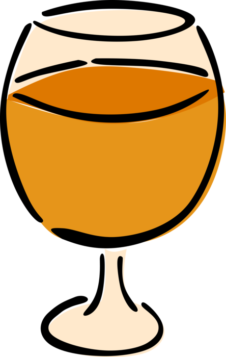 Vector Illustration of Alcohol Beverage Brandy in Brandy Snifter, Cognac Glass Stemware