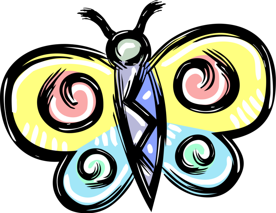 Vector Illustration of Colorful Butterfly Winged Insect 