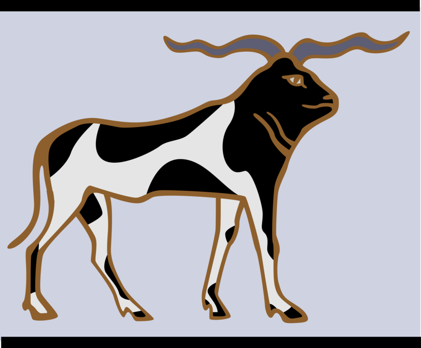 Vector Illustration of Ancient Egyptian Cattle Bull with Horns