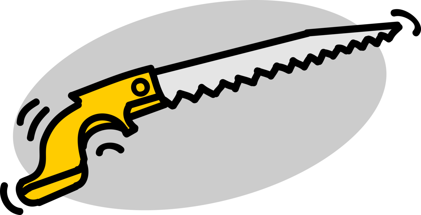 Vector Illustration of Carpentry and Woodworking Hand Saw used to Cut Wood