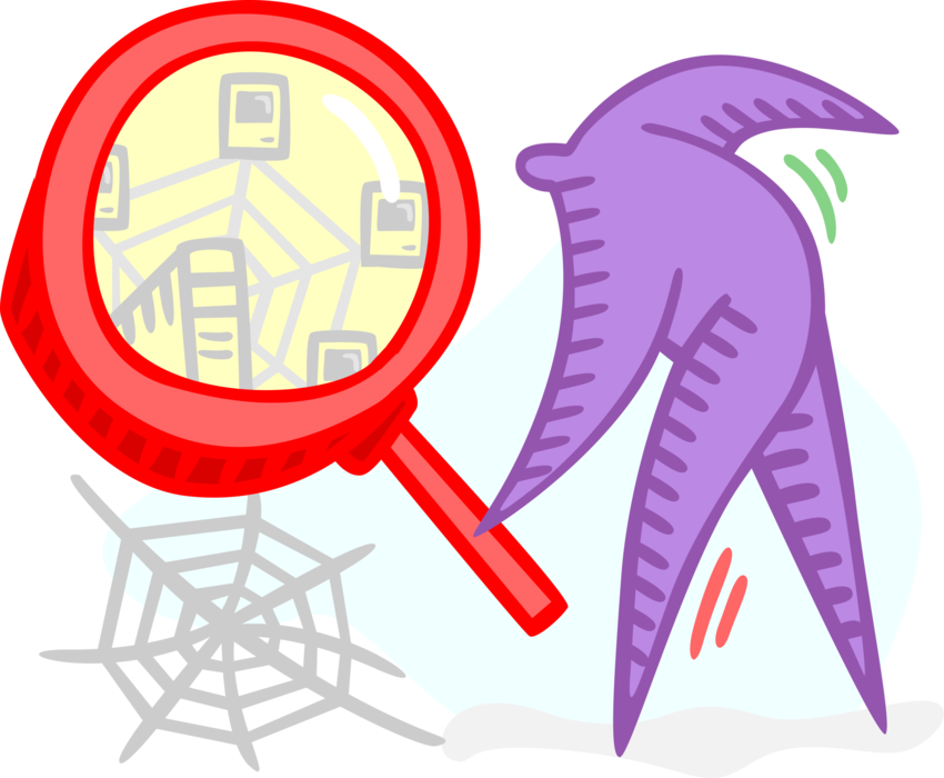 Vector Illustration of Magnifying Glass with World Wide Web Technology Network