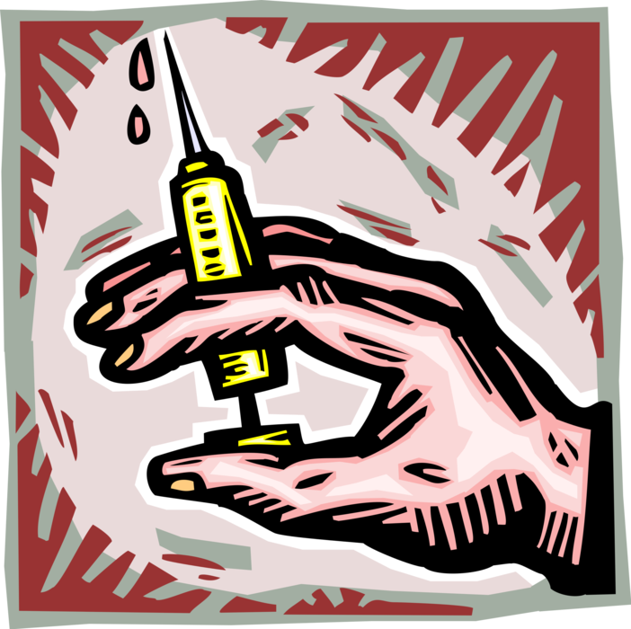 Vector Illustration of Hand with Hypodermic Syringe Needle