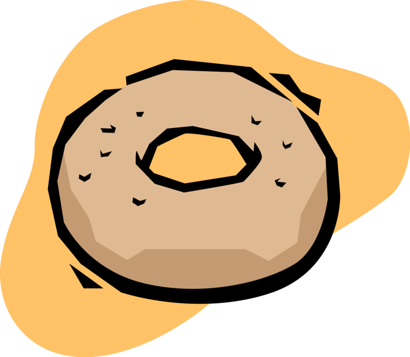 Vector Illustration of Sweetened Fried Dough Donut or Doughnut Confectionery Snack or Dessert Food
