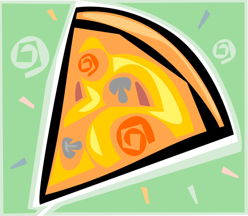 Vector Illustration of Flatbread Pizza Topped with Tomato Sauce and Cheese