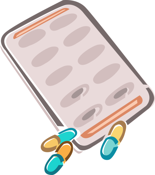 Vector Illustration of Medical Prescription Drug Medication Medicine Pill Bottle with Gel Capsules